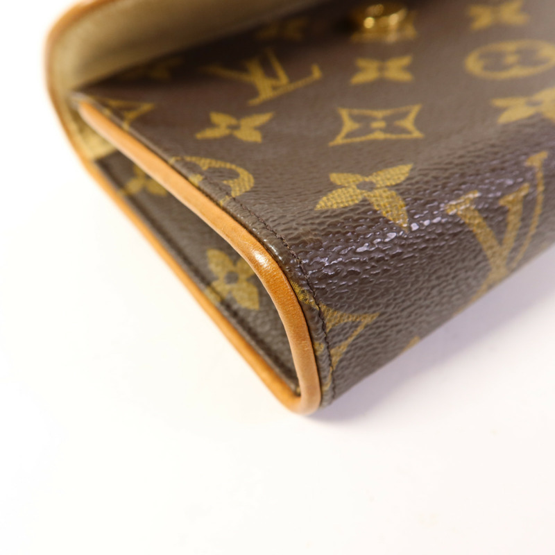 LOUIS VUITTON Monogram Pochette Florentine金扣腰包棕色-13