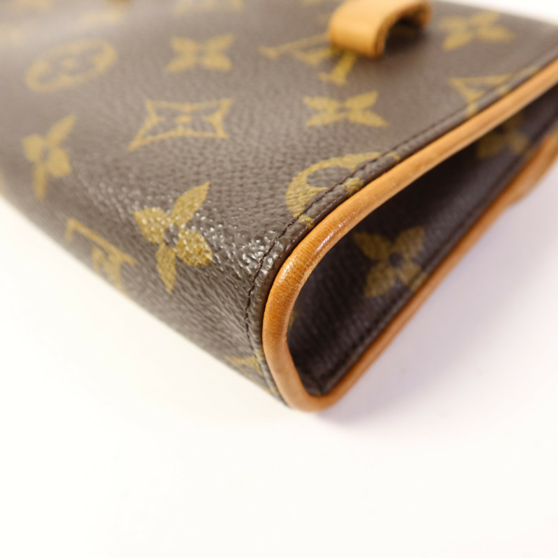 LOUIS VUITTON Monogram Pochette Florentine金扣腰包棕色-14