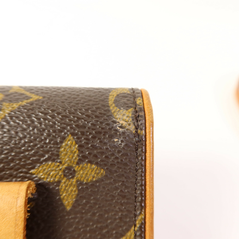 LOUIS VUITTON Monogram Pochette Florentine金扣腰包棕色-17