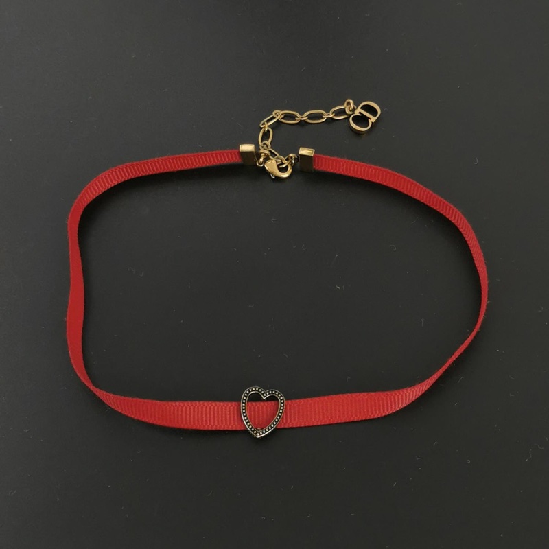 Dior 愛心❤️字母CD 紅色 項鍊-4