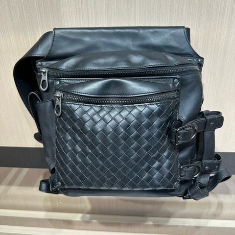 Bottega Veneta葆蝶家黑色编织腰包