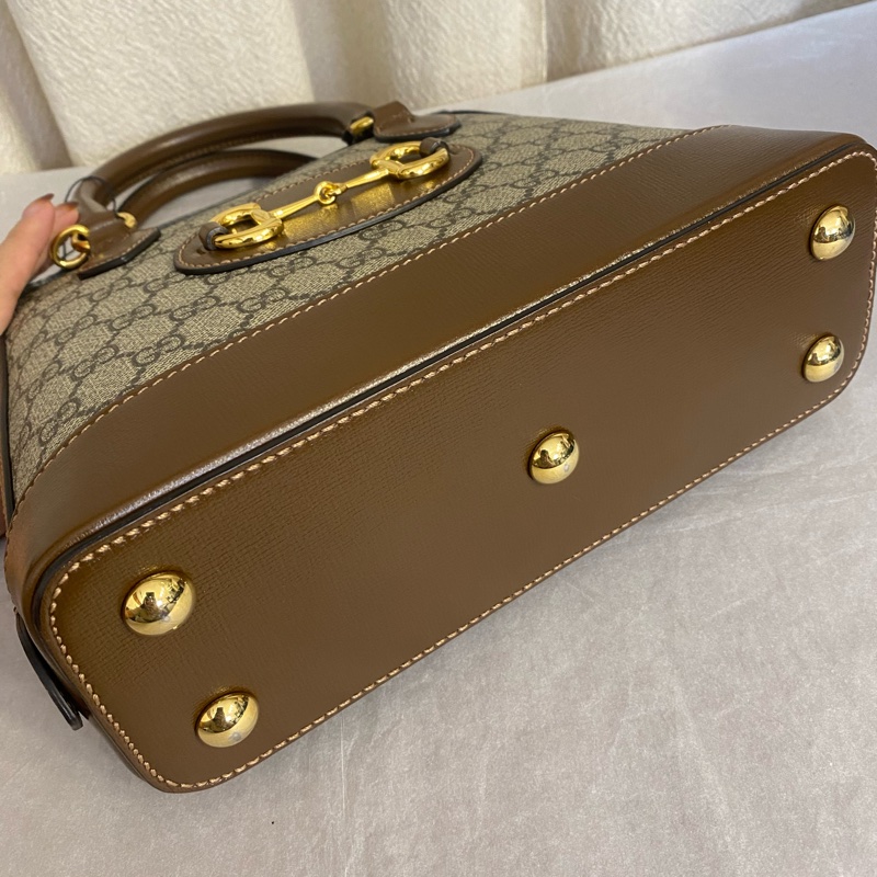 GUCCI古馳 Horsebit 1955 马衔扣百搭复古金貝殼包 小號-6