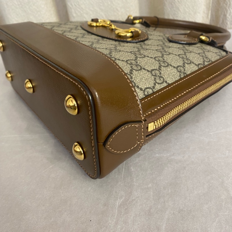 GUCCI古馳 Horsebit 1955 马衔扣百搭复古金貝殼包 小號-7