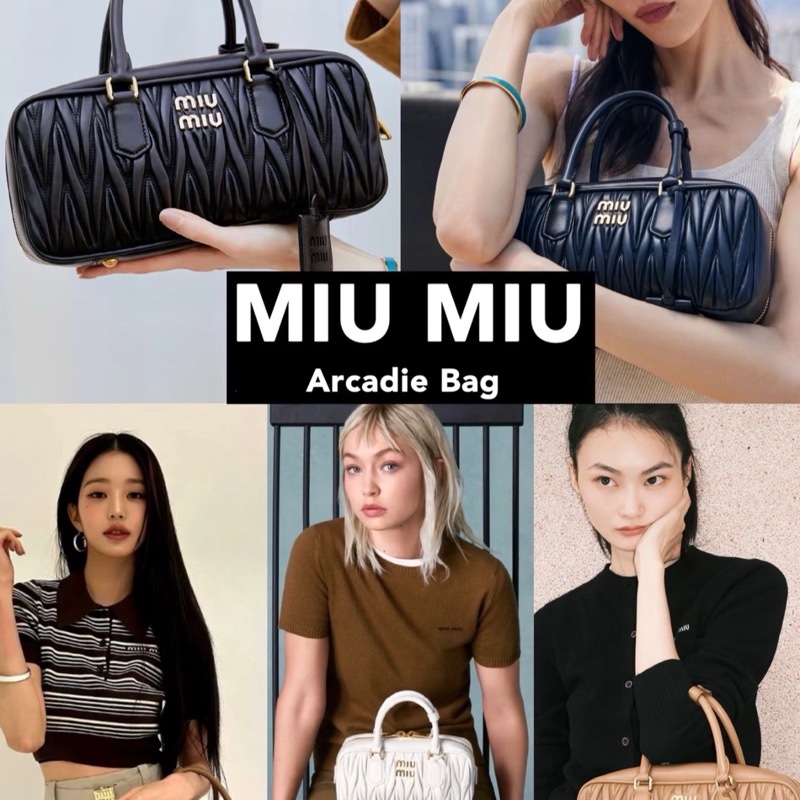 Miu Miu 皺摺保齡球包Arcadie納帕皮革大號-1