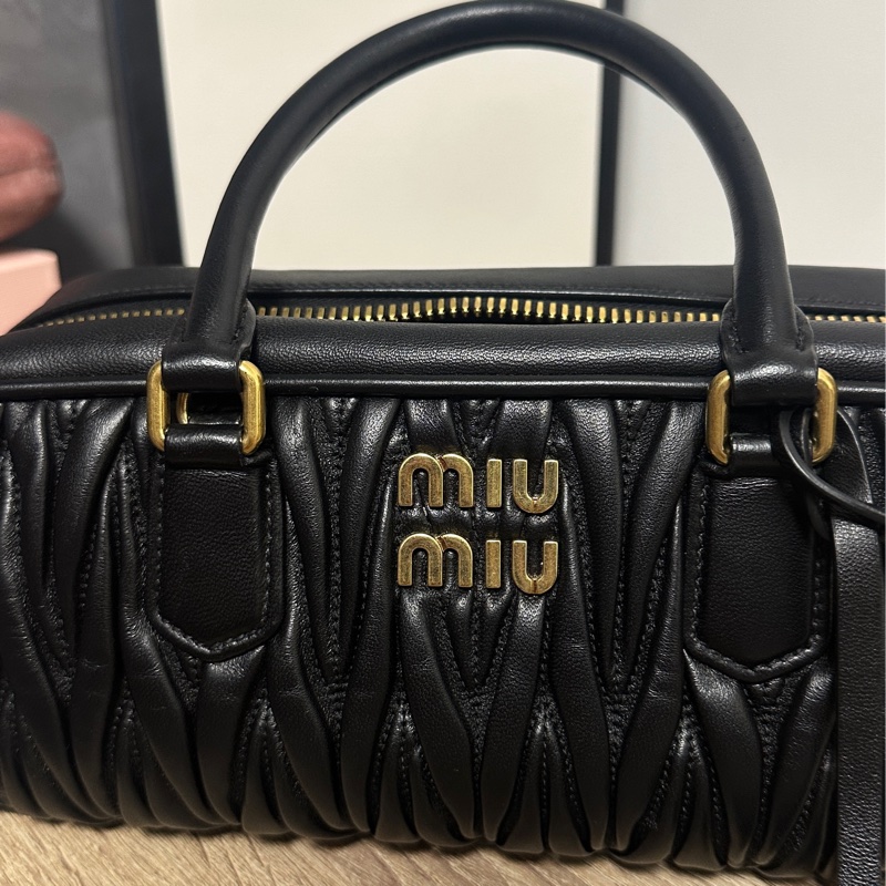 Miu Miu 皺摺保齡球包Arcadie納帕皮革大號-2