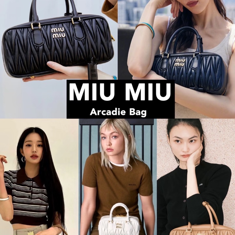 Miu Miu 皺摺保齡球包Arcadie納帕皮革大號-18