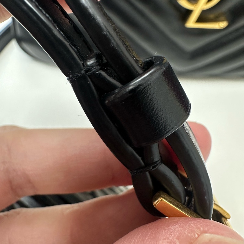 YSL LOU 黑金羊皮流蘇相機包 斜肩包-9