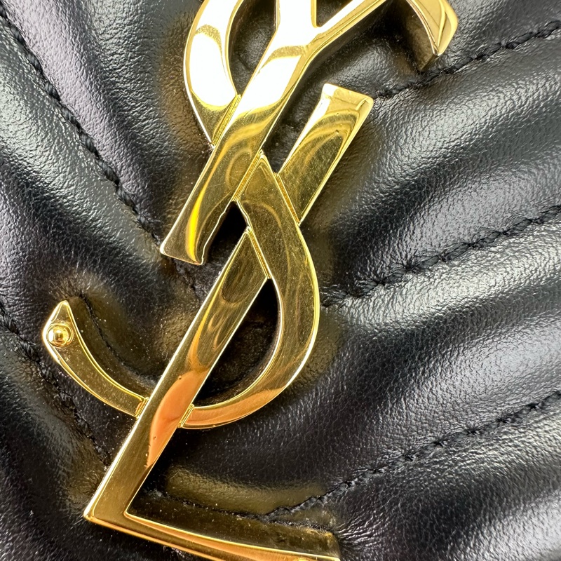 YSL LOU 黑金羊皮流蘇相機包 斜肩包-12
