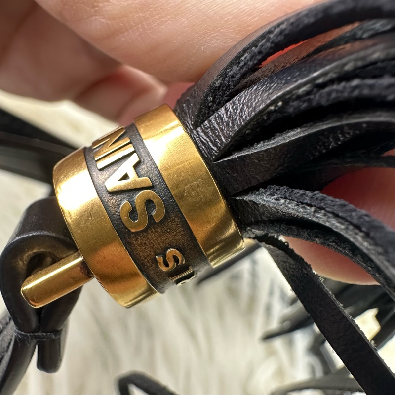 YSL LOU 黑金羊皮流蘇相機包 斜肩包-18