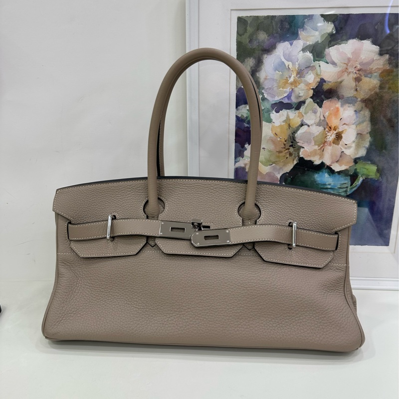 Hermes Birkin shoulder 42，框K，81 gris tourterlle 斑鳩灰銀扣 原始好成色，包型完美-1