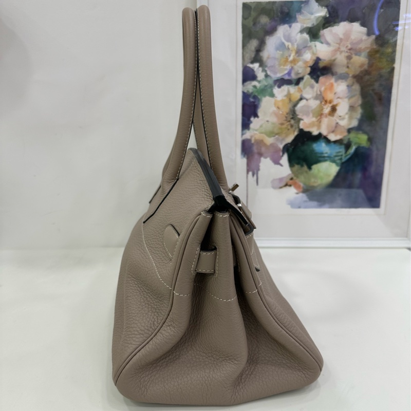 Hermes Birkin shoulder 42，框K，81 gris tourterlle 斑鳩灰銀扣 原始好成色，包型完美-3