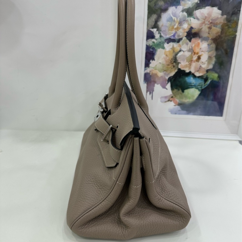 Hermes Birkin shoulder 42，框K，81 gris tourterlle 斑鳩灰銀扣 原始好成色，包型完美-4