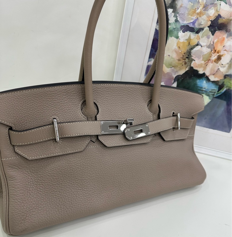Hermes Birkin shoulder 42，框K，81 gris tourterlle 斑鳩灰銀扣 原始好成色，包型完美-5