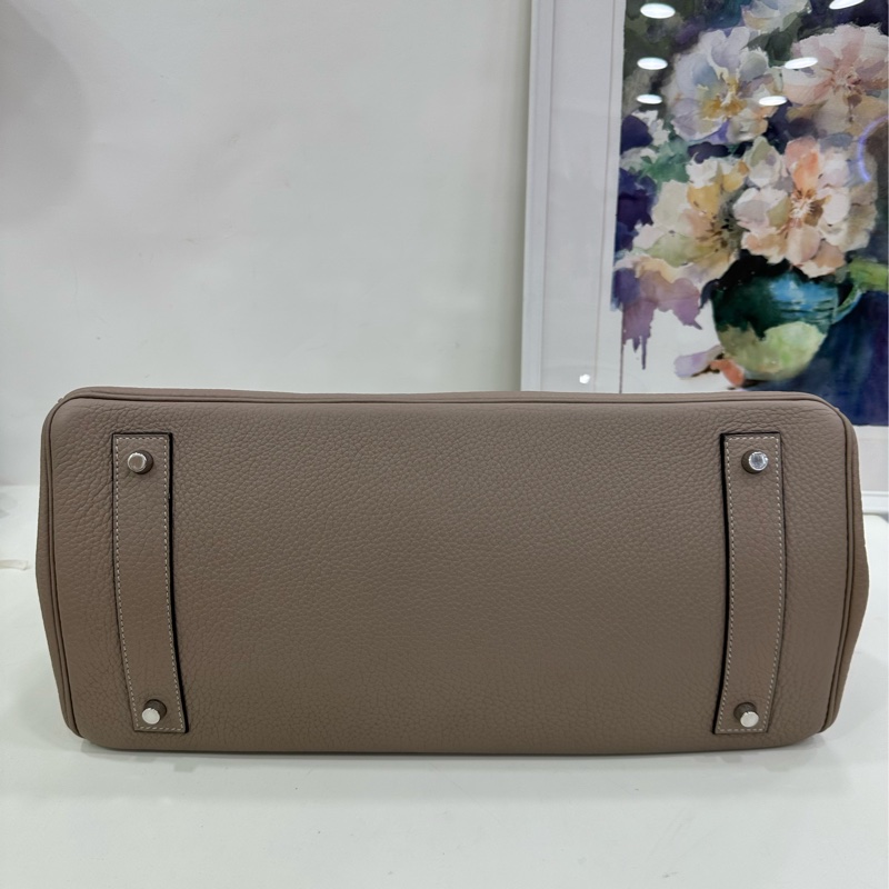 Hermes Birkin shoulder 42，框K，81 gris tourterlle 斑鳩灰銀扣 原始好成色，包型完美-7