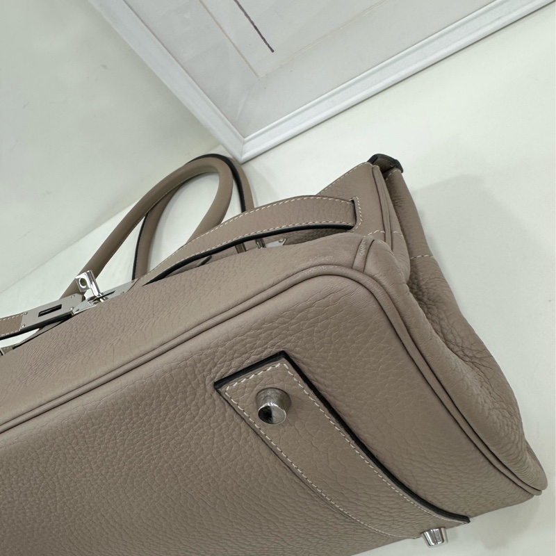 Hermes Birkin shoulder 42，框K，81 gris tourterlle 斑鳩灰銀扣 原始好成色，包型完美-11