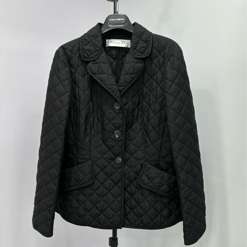 Dior迪奧2019菱格薄款棉服外套 40碼 桑蠶絲夾棉布料，原價港幣4萬多 版型收腰款式不顯胖