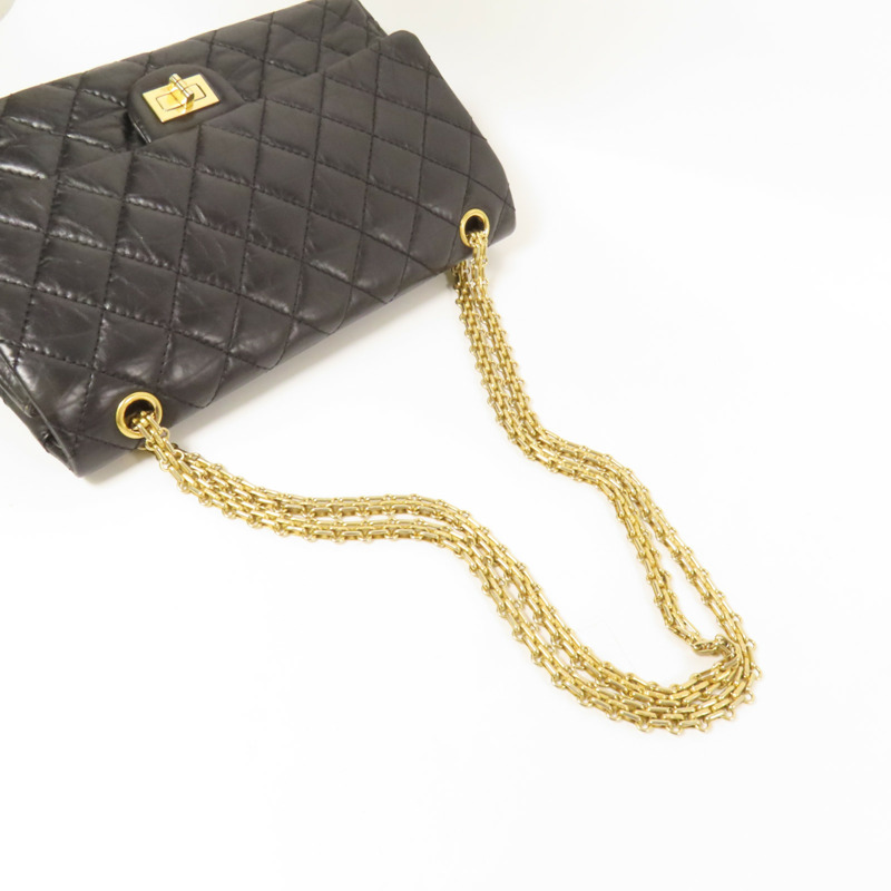 CHANEL 牛皮皮革2.55金扣鏈帶肩背袋-5