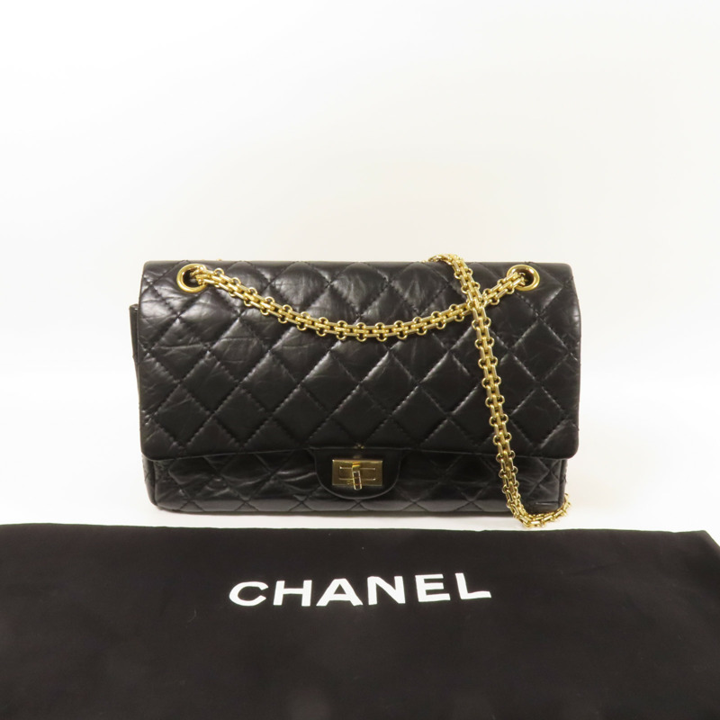 CHANEL 牛皮皮革2.55金扣鏈帶肩背袋-9