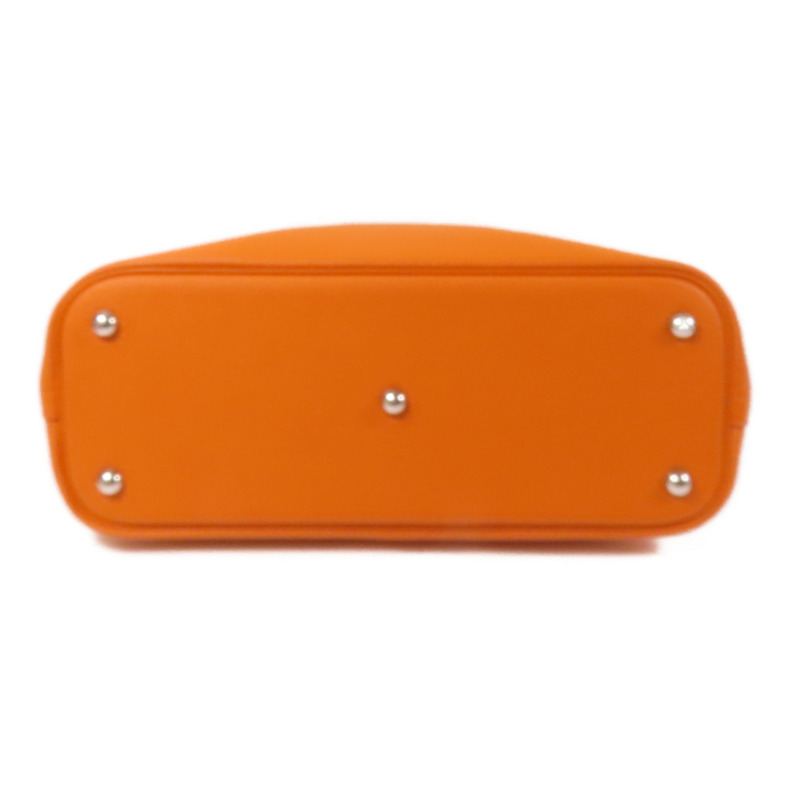 HERMES Clemence皮革Bolide 31銀扣手挽肩背兩用袋Orange-3