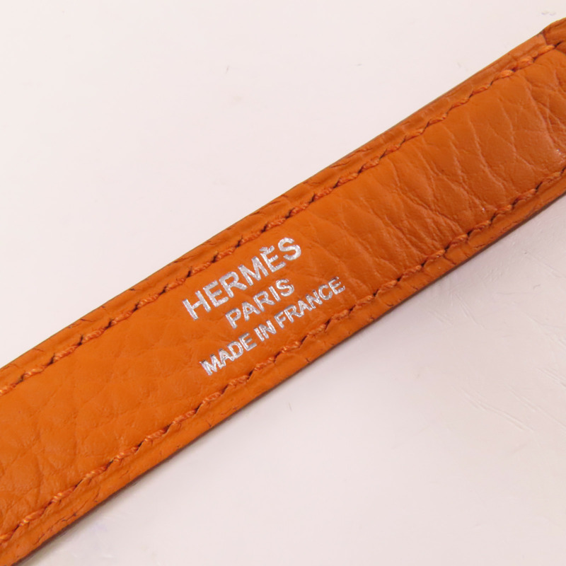 HERMES Clemence皮革Bolide 31銀扣手挽肩背兩用袋Orange-8