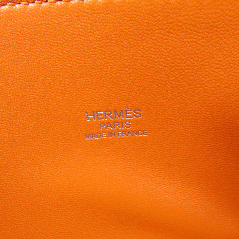 HERMES Clemence皮革Bolide 31銀扣手挽肩背兩用袋Orange-11
