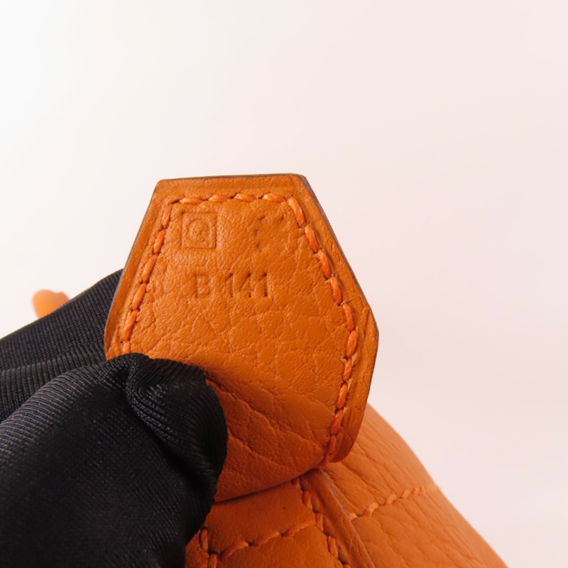 HERMES Clemence皮革Bolide 31銀扣手挽肩背兩用袋Orange-12