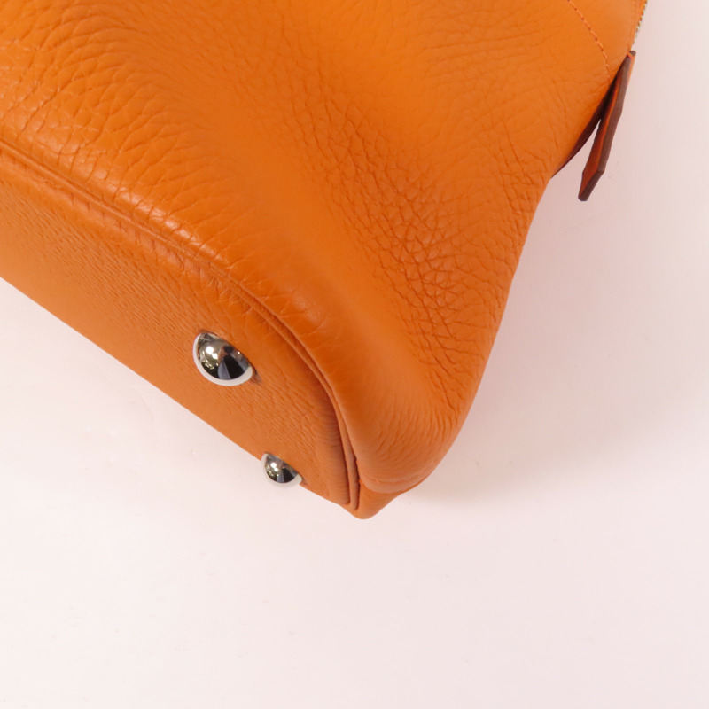 HERMES Clemence皮革Bolide 31銀扣手挽肩背兩用袋Orange-15