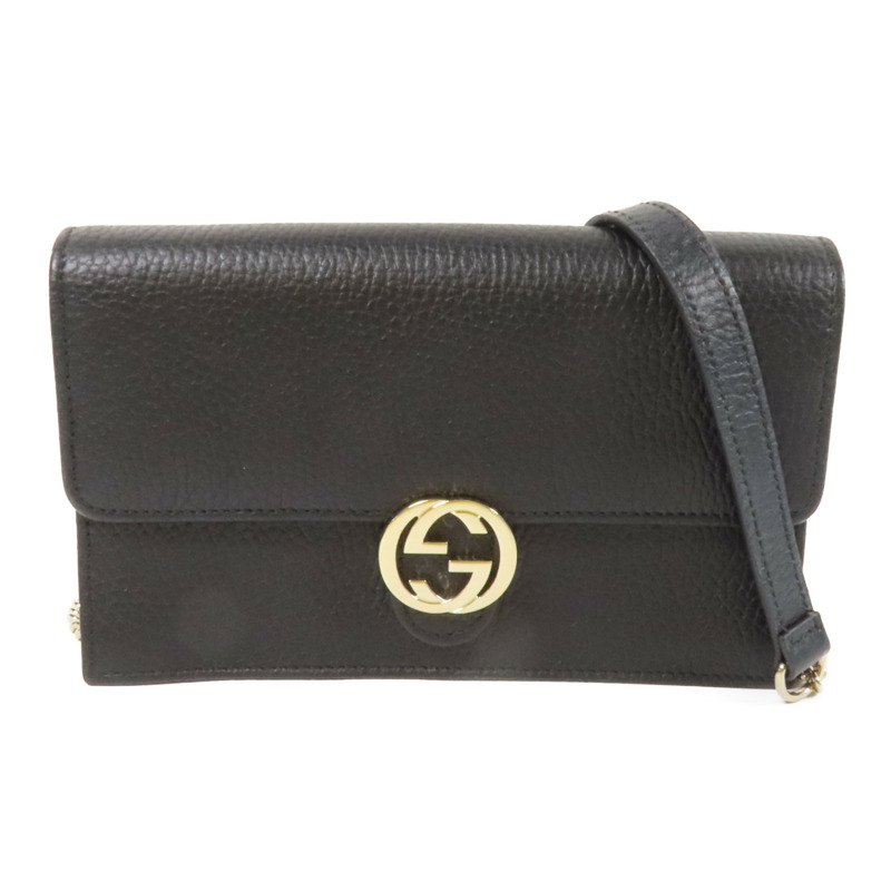 GUCCI 牛皮皮革GG Interlocking金扣鏈帶肩背袋-0