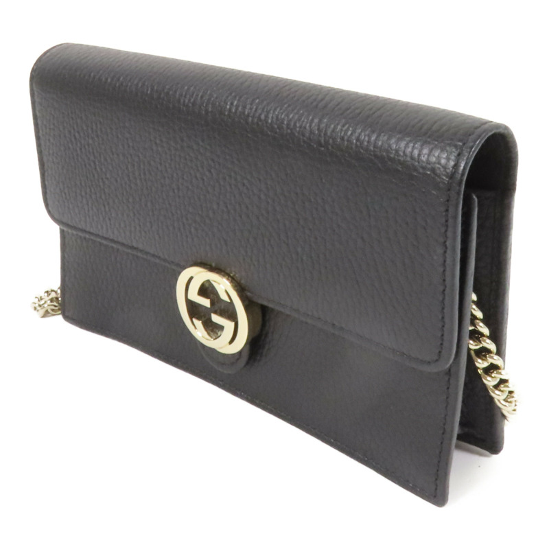 GUCCI 牛皮皮革GG Interlocking金扣鏈帶肩背袋-2