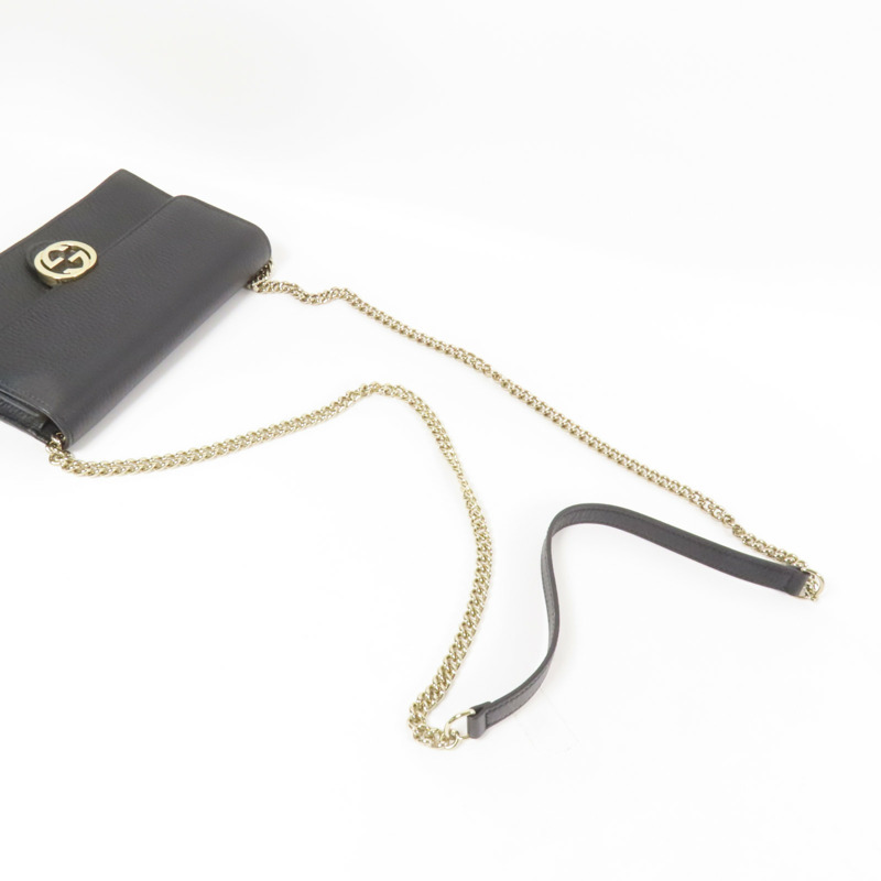 GUCCI 牛皮皮革GG Interlocking金扣鏈帶肩背袋-5