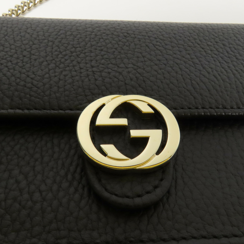GUCCI 牛皮皮革GG Interlocking金扣鏈帶肩背袋-6