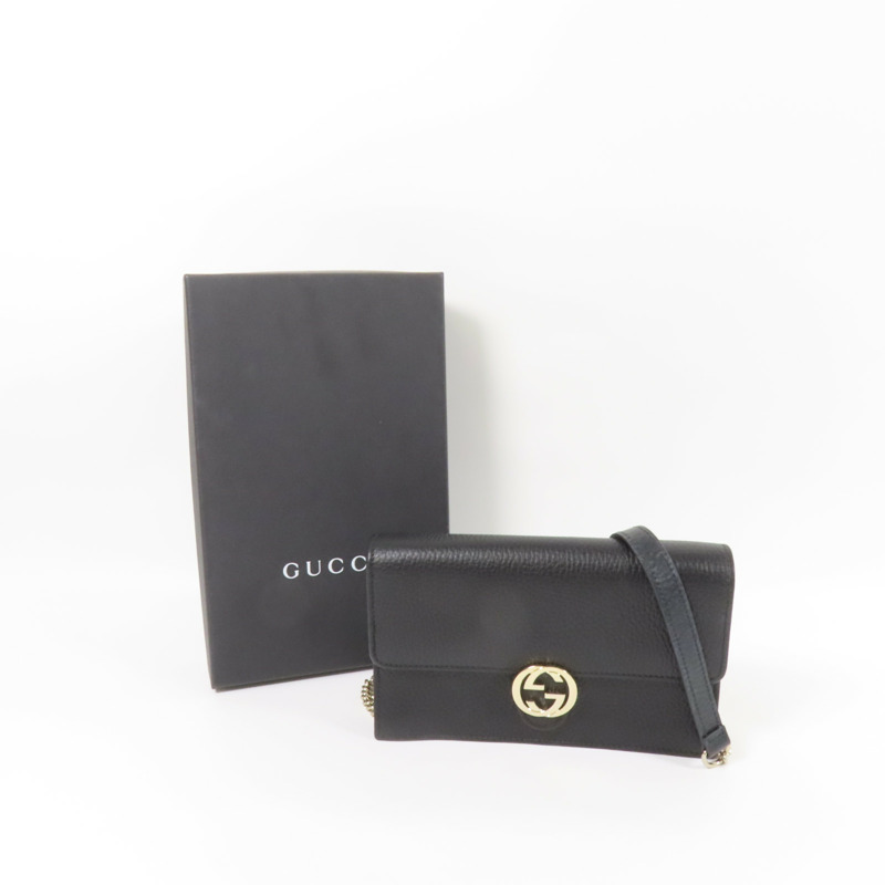 GUCCI 牛皮皮革GG Interlocking金扣鏈帶肩背袋-8
