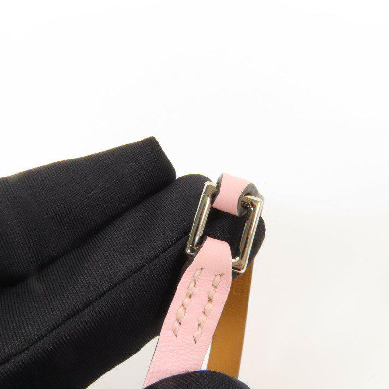 HERMES Swift皮革Rivale Tour Bracelet S銀扣手鐲Pink-5