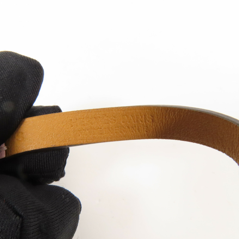 HERMES Swift皮革Rivale Tour Bracelet S銀扣手鐲Pink-7