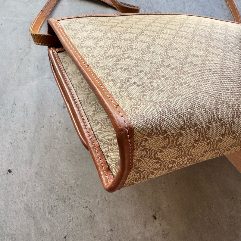Celine Macadam 棕色老花兩用包 斜背包 腋下包 防水材質 真皮-7
