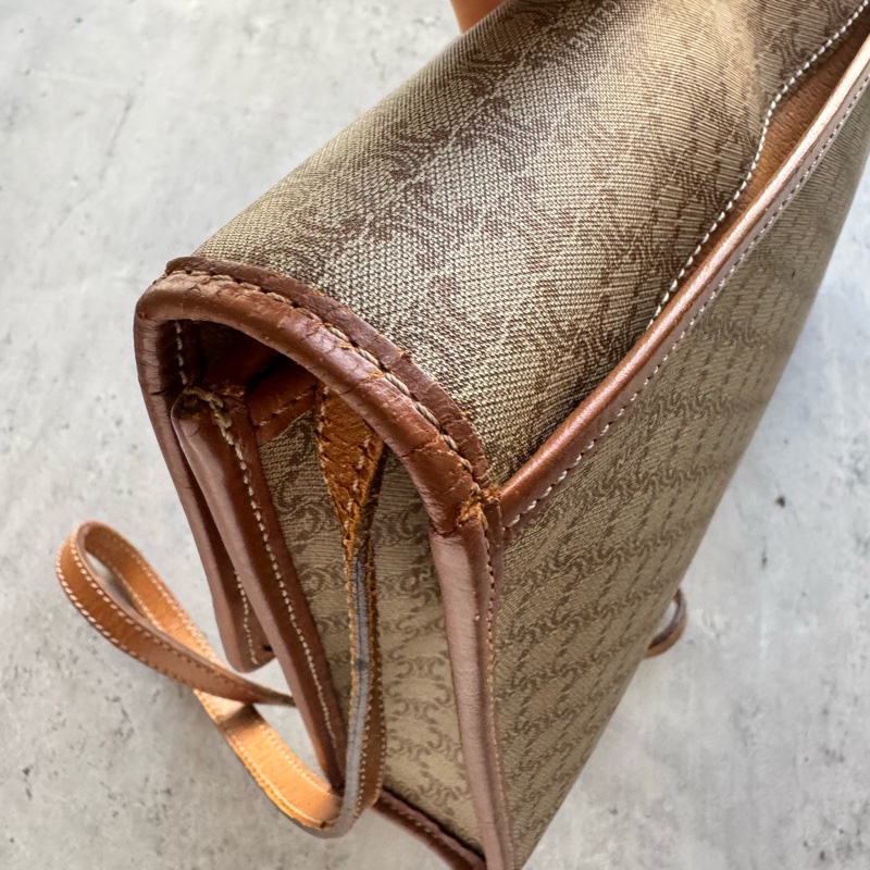 Celine Macadam 棕色老花兩用包 斜背包 腋下包 防水材質 真皮-13