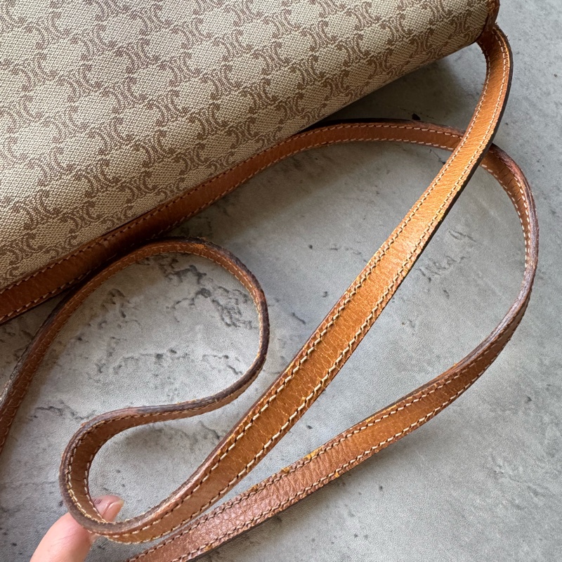 Celine Macadam 棕色老花兩用包 斜背包 腋下包 防水材質 真皮-19