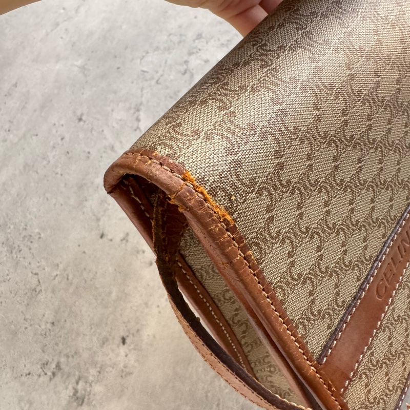 Celine Macadam 棕色老花兩用包 斜背包 腋下包 防水材質 真皮-24