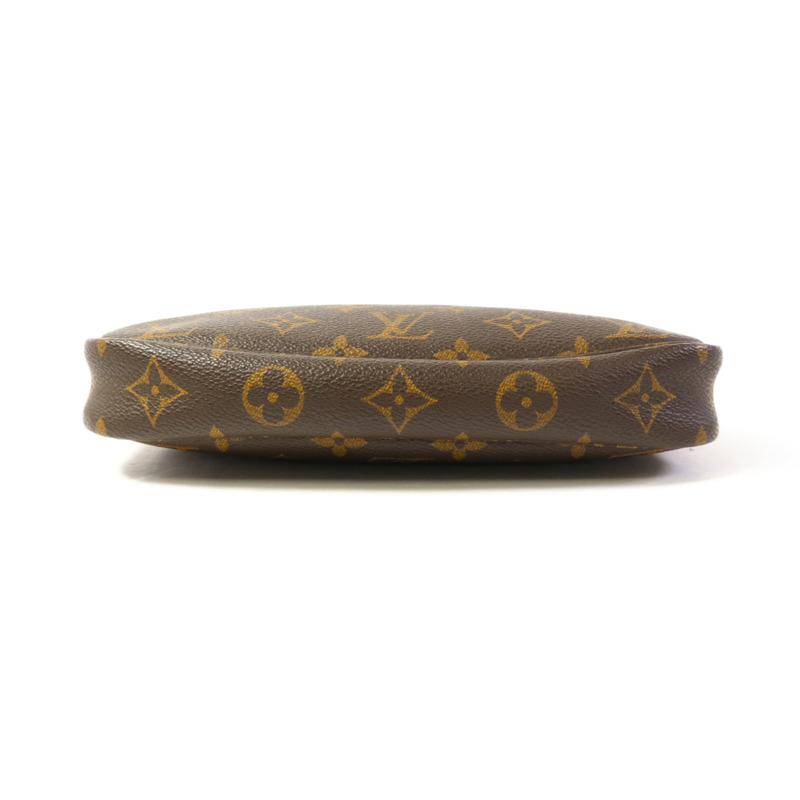 LOUIS VUITTON Monogram Pochette Accessoires金扣手挽袋棕色-3