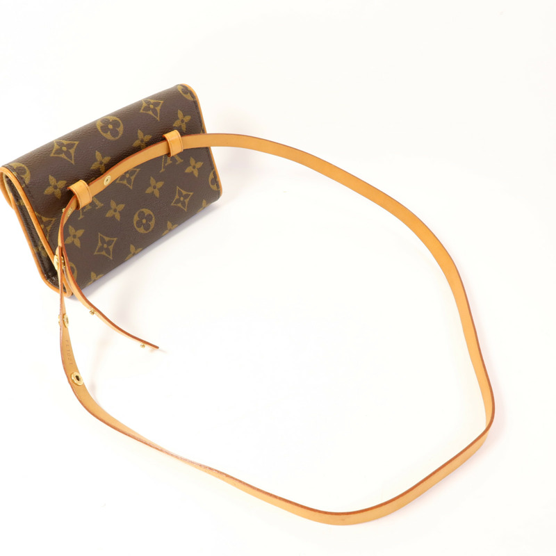 LOUIS VUITTON Monogram Pochette Florentine金扣腰包棕色-4