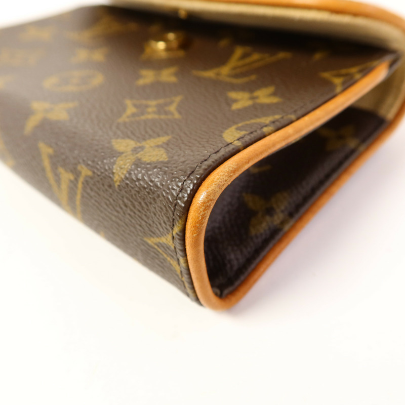 LOUIS VUITTON Monogram Pochette Florentine金扣腰包棕色-11