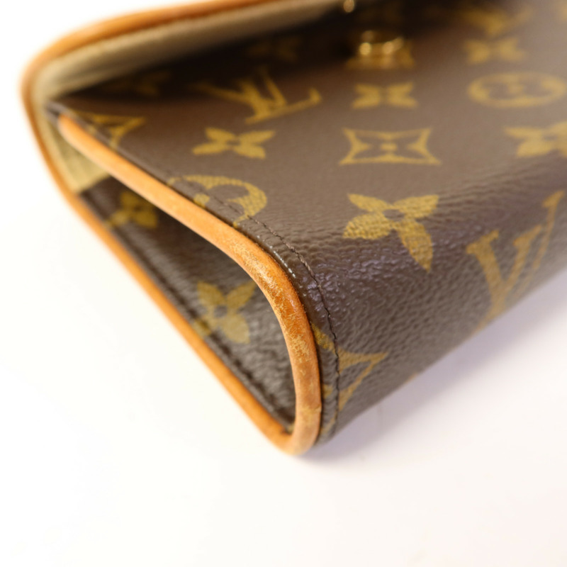 LOUIS VUITTON Monogram Pochette Florentine金扣腰包棕色-12