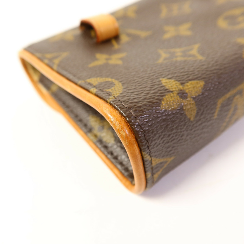 LOUIS VUITTON Monogram Pochette Florentine金扣腰包棕色-14
