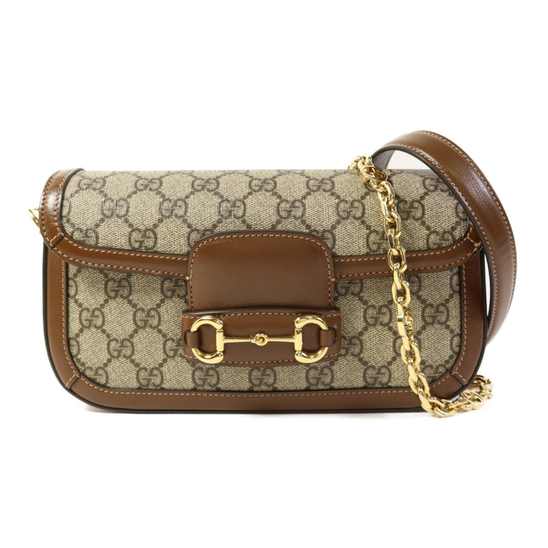 GUCCI 塗層帆布Horsebit 1955金扣手挽肩背兩用袋-0