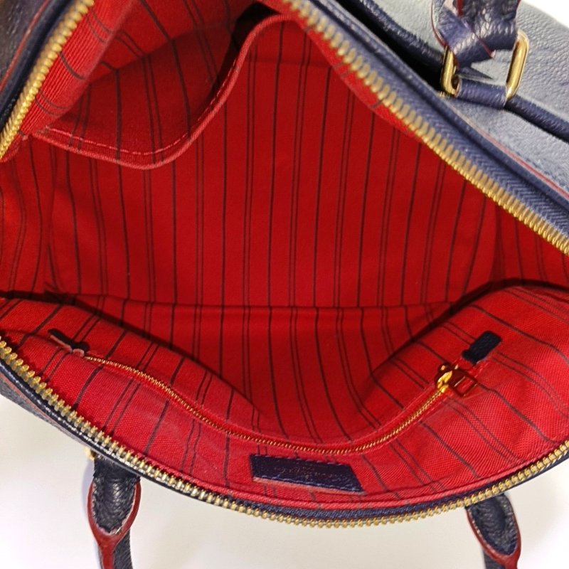 LOUIS VUITTON SPEEDY 25 深藍色牛皮壓紋波士頓包肩背包手提包斜背包 金色五金 可拆卸肩帶-6
