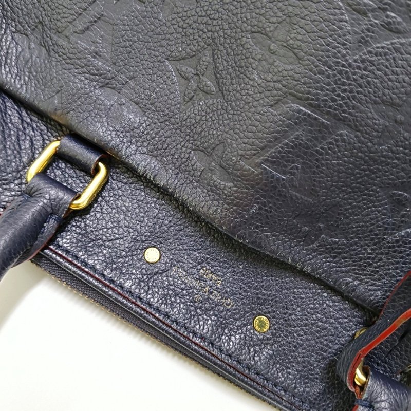 LOUIS VUITTON SPEEDY 25 深藍色牛皮壓紋波士頓包肩背包手提包斜背包 金色五金 可拆卸肩帶-7