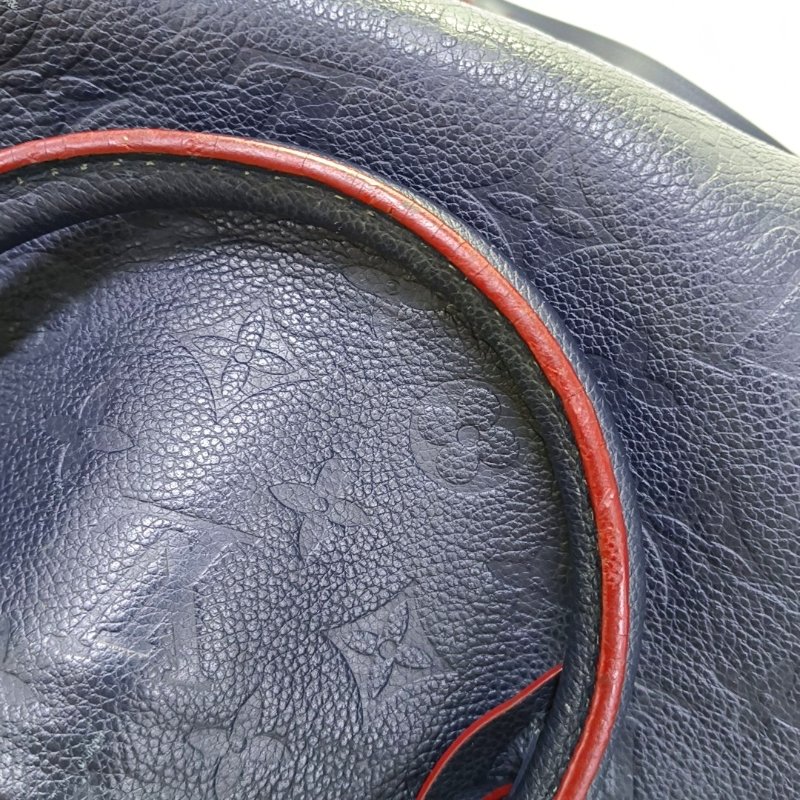 LOUIS VUITTON SPEEDY 25 深藍色牛皮壓紋波士頓包肩背包手提包斜背包 金色五金 可拆卸肩帶-8