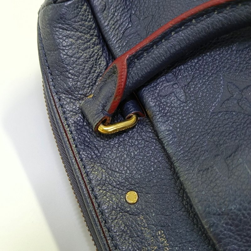 LOUIS VUITTON SPEEDY 25 深藍色牛皮壓紋波士頓包肩背包手提包斜背包 金色五金 可拆卸肩帶-9