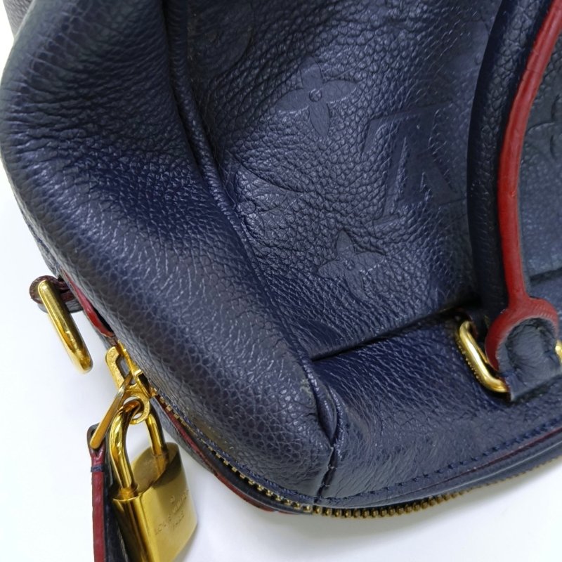 LOUIS VUITTON SPEEDY 25 深藍色牛皮壓紋波士頓包肩背包手提包斜背包 金色五金 可拆卸肩帶-10