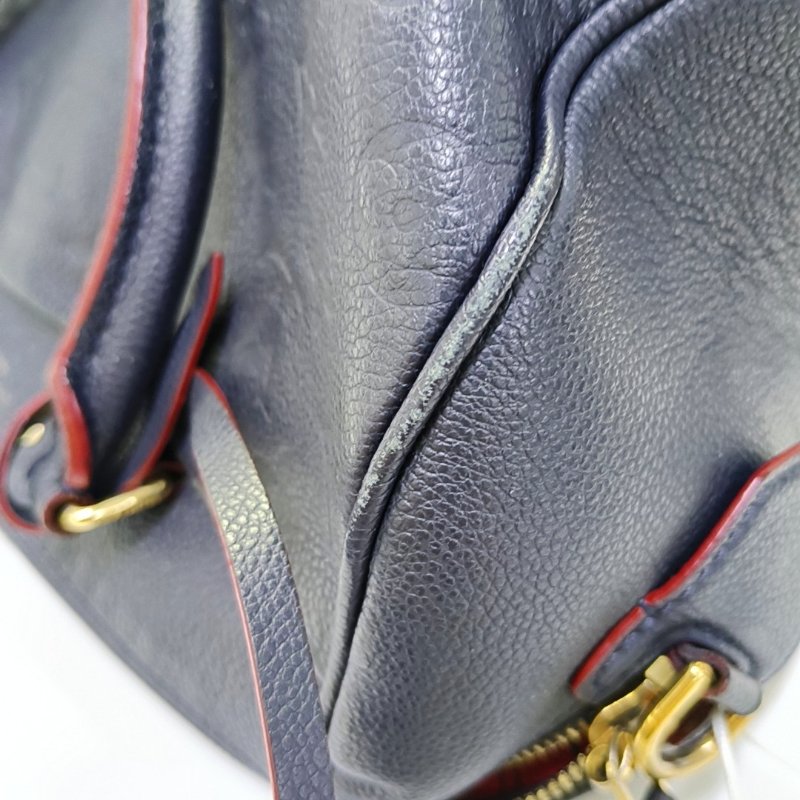 LOUIS VUITTON SPEEDY 25 深藍色牛皮壓紋波士頓包肩背包手提包斜背包 金色五金 可拆卸肩帶-11